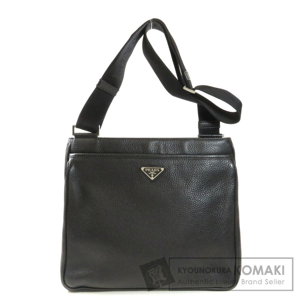 Prada Vitello City Shoulder Bag black grained leather the signature